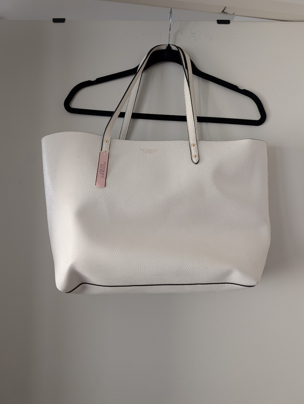Victoria's Secret Pebbled White Faux Leather Tote
